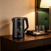 Bouilloire électrique à motif floral de 1,8 L, base rotative à 360°, arrêt automatique, chauffe-eau portable pour la maison et l'hôtel