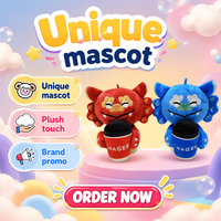 Boneka Plush Kapas PP Super Lembut Tarian Lebah Cina Kustom Merah Biru Maskot Budaya Boneka Isi Dakron Memegang Cangkir Teh Bordir Anti Stres