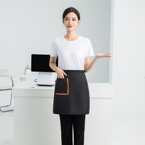Delantal hecho a medida, bordado, de color sólido, impermeable, uniforme para restaurante y bar, con cinturón para camareros y camareras - Product Image 2