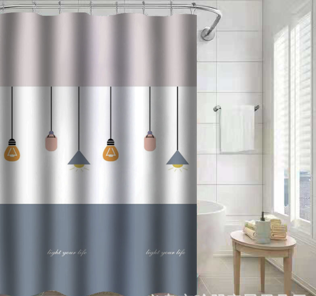 Wholesale Bathroom Sets Shower Curtain Set 4 Pcs Waterproof Fabric Curtains and Non-slip Bath Mat