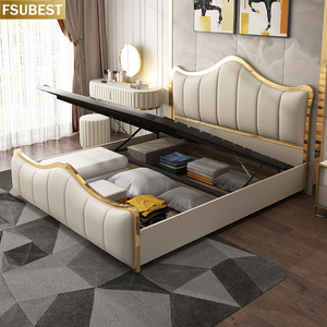 Cadre de lit de luxe pour hôtel, sommier en bois pour chambre à coucher, meubles de chambre à coucher, lit king-size, sommier, meubles - Product Image 3