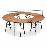 Table de banquet ronde pliante creuse de 244 cm, ensemble de 4 pièces en forme de croissant, structure en contreplaqué et métal, hauteur de 76 cm