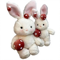 Ensemble de peluches lapin champignon, trois tailles, mignonnes, kawaii, lapin blanc, douces et moelleuses, pour cadeau et décoration de chambre, vente en gros