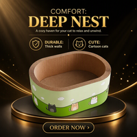 Lit et Nid pour Chat en Forme de Chat de Dessin Animé, Durable, Anti-Griffures, Sans Débris, Bac à Griffer pour Chat
