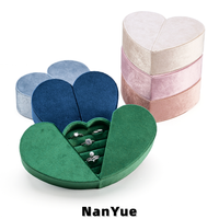 Boîte à bijoux en velours de luxe en forme de cœur pour la Saint-Valentin, avec logo personnalisé, double ouverture, boîte de rangement pour bagues, emballage cadeau pour mariage