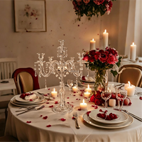 Porte-bougie à 5 bras en acrylique transparent, style nordique moderne et classique, de luxe, pour centre de table de mariage, banquet, fête ou dîner