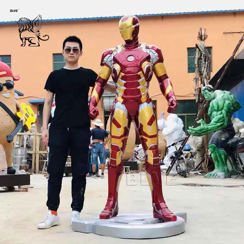 Famous Fiberglass Movie Figure Sculpture Mark 43 Resin Life Size Iron Man Statue With Led Light