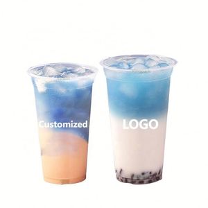 Gobelets jetables transparents en PP avec logo personnalisé pour café glacé, bubble tea, thé au lait et smoothies, avec couvercles plats ou bombés (360/500/700 ml) - Product Image 1