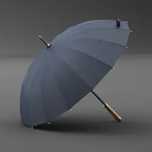 Paraguas de madera de estilo británico con logo personalizado, paraguas recto a prueba de viento, automático para la lluvia