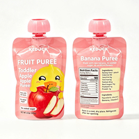 Op maat gemaakte roze glanzende afwerking, eetbare plastic spuitzak voor babyvoeding, fruitpuree, jam, vloeibare voeding, Mylar zakken
