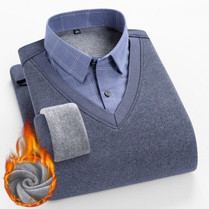 Camicie da <span class=keywords><strong>uomo</strong></span> autunno inverno per il commercio all'ingrosso da <span class=keywords><strong>uomo</strong></span> in pile caldo e spessa con collo alto Casual camicia a maniche lunghe da <span class=keywords><strong>uomo</strong></span> - Product Image 5
