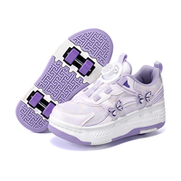 Chaussures de roller personnalisées en gros, motif papillon violet et blanc, unisexe, 4 roues avec boucle rotative pour adolescents