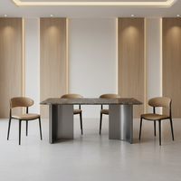 Table à manger carrée en marbre de luxe moderne, plateau en pierre naturelle, base en métal en forme de Y, 4 places, meubles de salle à manger imperméables