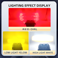 Feux de route pour moto à 4 lentilles, phare LED 4x4 avec DRL rouge, mini feux de route, feux de travail, antibrouillard, ampoule DRL pour voiture, camion, SUV