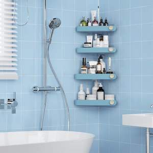 Accessoires de salle de bain en gros, étagère de rangement murale en plastique à ventouse pour salon, avec ruban adhésif sans trace - Product Image 2