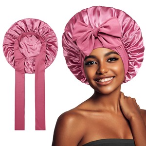 Bonnet en satin Bonnet en soie pour femmes endormies Bonnet de cheveux ajustables pour cheveux bouclés avec bande de cravate - Product Image 5