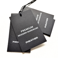 Étiquettes suspendues en papier recyclable blanc avec logo personnalisé WD, étiquettes imprimées pour vêtements avec logo, étiquettes personnalisées pour vêtements, étiquettes pour vêtements