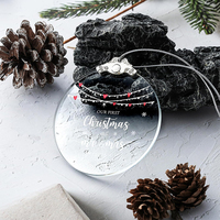 Ornement de Noël personnalisé en cristal K9 transparent de 75 mm, ornement rond en verre pour arbre de Noël, cadeau souvenir pour les couples
