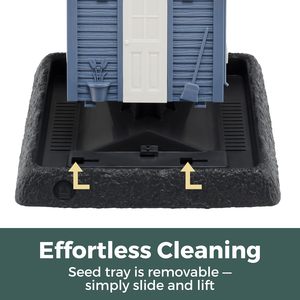 Mangeoire à oiseaux en plastique suspendue pour l'extérieur, collection Village, modèle Blue Cottage, facile à remplir, capacité de 5 livres de graines - Product Image 4