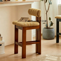 Tabouret de bar en bois massif de style français, chaise haute de salle à manger, chaise de comptoir de style mi-siècle pour la maison
