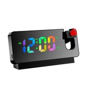 Horloge numérique avec projecteur laser avec lumière de bureau Grand réveil LED Projection sur horloge murale de plafond