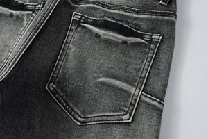 <span class=keywords><strong>Jeans</strong></span> Neri a Vita Media Ricamati Strappati Stile Streetwear Vestibilità Skinny Comodi da Ragazzo in Denim Stampato Estivi Autunnali Eleganti Lavati - Product Image 5