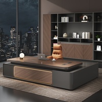 Bureau de direction en forme de L en bois avec armoire latérale de rangement, durable, écologique, moderne, minimaliste, luxe léger, haut de gamme