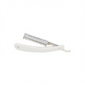 Navaja de Afeitar Recta de Plástico Blanca Nekaco, Herramienta Manual de Barbería, Cuchilla Única de Acero Inoxidable, Plegable, para Hombres, Uso en Exteriores - Product Image 1