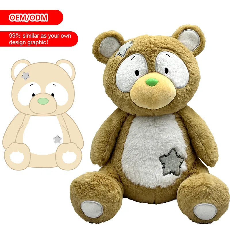 Produttore creativo cartone animato piccolo marrone toppa orsetto personalizzato soffice peluche di peluche per bambini che vanno a letto bambola morbida di peluche