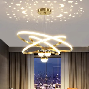 Lampadario <span class=keywords><strong>a</strong></span> <span class=keywords><strong>Sospensione</strong></span> LED Moderno Nordico di Lusso con Altezza Regolabile e Proiezione di Stelle <span class=keywords><strong>per</strong></span> <span class=keywords><strong>Soggiorno</strong></span> e Sala da Pranzo - Product Image 1