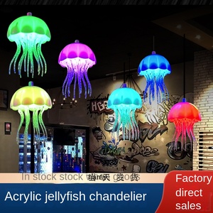 Маленькая цветная Подвесная лампа-Медуза RGB, светящаяся пейзажная Люстра для рождественского декора, пластиковый бар, волоконно-оптический светильник - Product Image 5