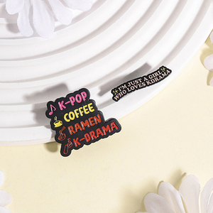 Broche en émail K-POP COFFEE RAMEN K-DRAMA - « Je suis juste une fille qui aime les K-DRAMA » - Badge de revers avec citation amusante - Bijou cadeau pour amis - Product Image 3