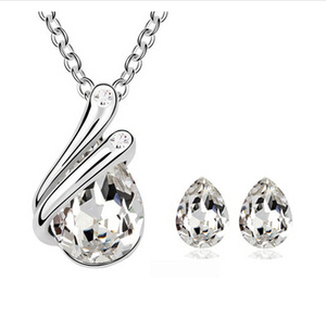 HA1224 Venta al por mayor de joyería de cristal de lágrima de moda conjunto de collar y pendientes conjunto de joyería europea y americana - Product Image 3