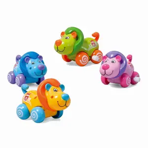 Véhicule animal pour bébé Jouets en plastique écologiques Mini Cartoon Lion Wind Up Jouets pour enfants