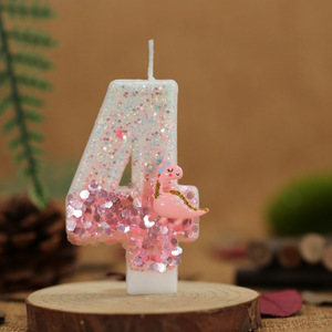 豪华绿色银色卡通恐龙豆蜡蜡烛儿童生日婚礼毕业典礼春节 - Product Image 4