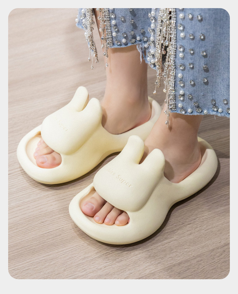 New Ladies Cute Rabbit Slippers Outdoor Household Non-slip Platform Sandals Wholesale