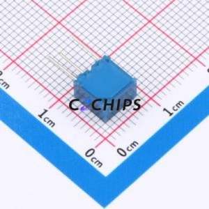 Résistance/potentiomètre réglable 3362X-104-3H, composant traversant (THT)-3P, 7x6,8 mm, résistance 100 kOhm, 10 %, 500 mW, 250 ppm/ ℃ - Product Image 2