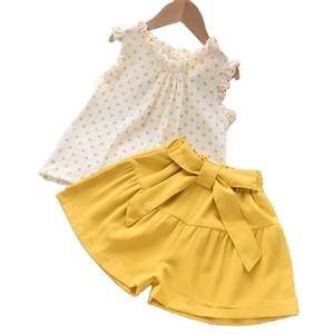 Ropa de Verano para Bebés, Camisa de Lunares para Niñas Pequeñas, Pantalones Cortos, Conjuntos de Ropa de Boutique para Niñas de Alta Calidad, Conjuntos de 2 Piezas - Product Image 1