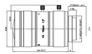 Lente FA industrial de visión artificial con montura C de 20 MP, 12, 16, 25, 35, 50 mm