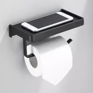Moderne Commerciële Toilettenier Halter Wc Rolhouder Rvs Tissue Organizer Black Toiletpapier Houder