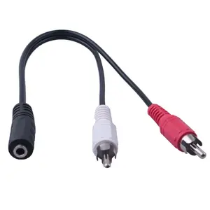 Wholesale 3.5 rca converter-CCTV Dual RCA Cable Stereo Audio Video Adapter 3.5mm Cable Double Female Jack To 2RCA Male Socket 3.5 Y Plug Converter