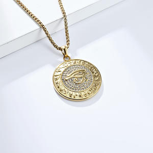 Ancient Egyptian Eye Of Horus Diamond Encrusted <b>Titanium</b> Steel Necklace Unisex Gift Jewelry - Product Image 4