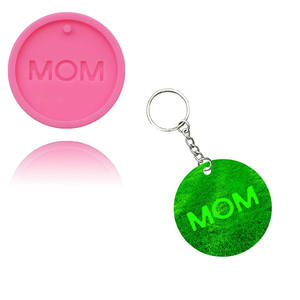 Moule en Silicone en forme de lettres de <span class=keywords><strong>maman</strong></span>, porte-clés rond, cadeau d'anniversaire, moules en époxy Miniature, 1 pièce - Product Image 4