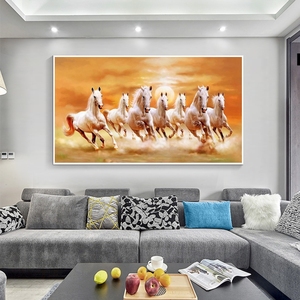 Cavalli da corsa dipinti ad olio su tela moderna arte murale Poster e <span class=keywords><strong>stampe</strong></span> <span class=keywords><strong>per</strong></span> la casa <span class=keywords><strong>soggiorno</strong></span> Decor No Frame - Product Image 2