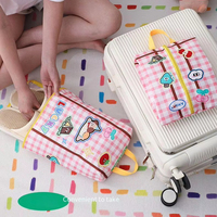Ensemble de 5 sacs de rangement de voyage à motifs de dessins animés, cubes d'emballage à carreaux pour valises et bagages