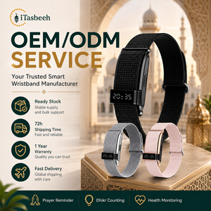 OLED Screen Smart Tasbeeh Band Stainless Steel with Azan Alarm Prayer Time Alerts and Activity Tracker for Ramadan - Product Image 2