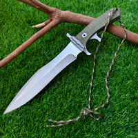 Couteau de survie robuste pour l'extérieur, couteau en acier inoxydable, manche durable en G10, couteau de chasse avec étui en cuir pour le camping et les aventures