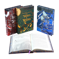 Ensemble de livres de fantasy en édition collector personnalisée, couverture rigide, boîte de protection, estampage à chaud en or, série de romans, auteurs, éditeurs