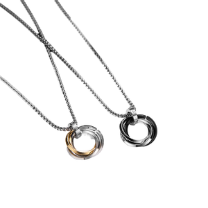 MW Vendita Calda Collana con Ciondolo a Tre Anelli Cristiani in Oro per Amici, Collane Unisex in Acciaio Inossidabile per Coppie, Stile Punk - Product Image 6