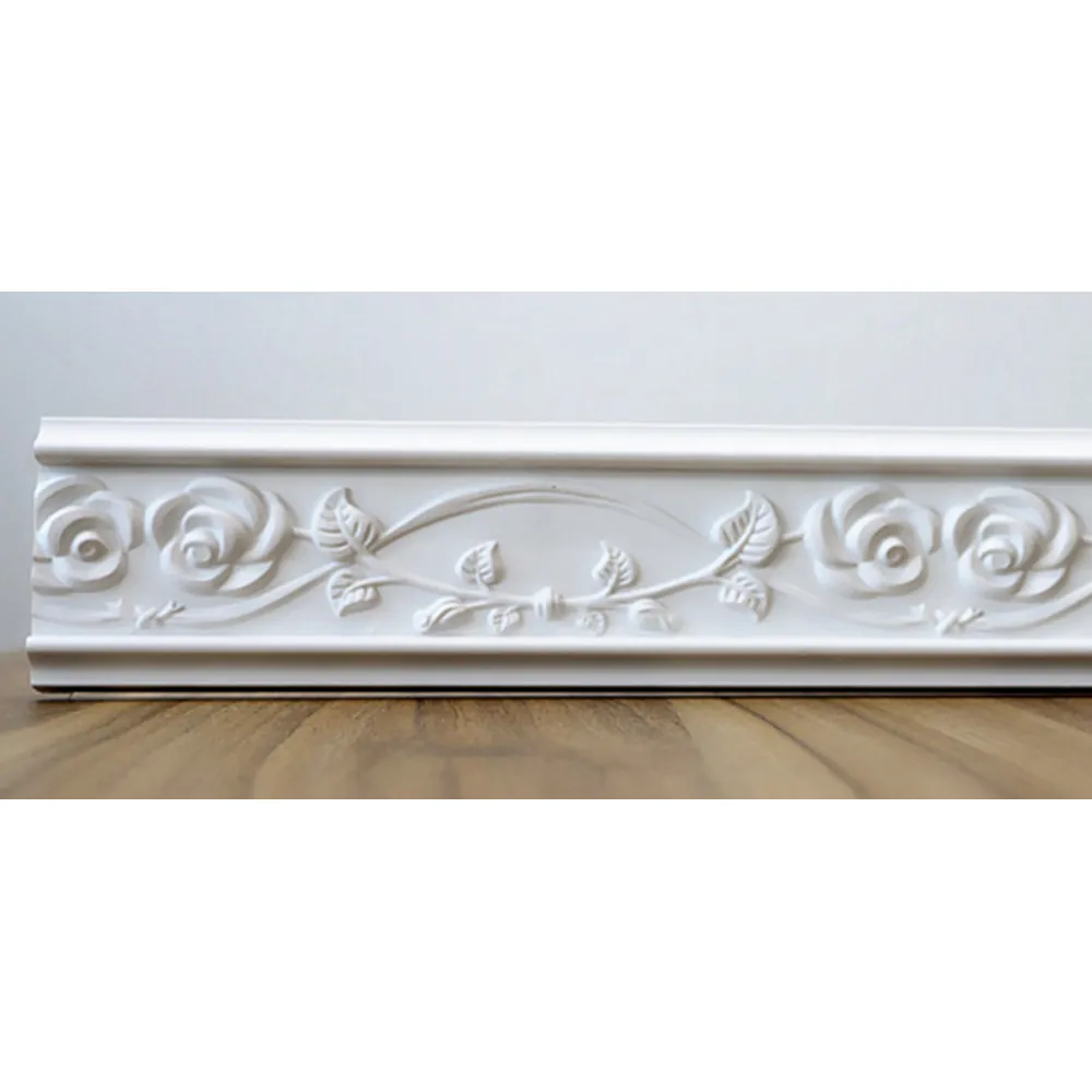 artistic carved flower pure white wall moulding decorative boards in bathroom bedroom